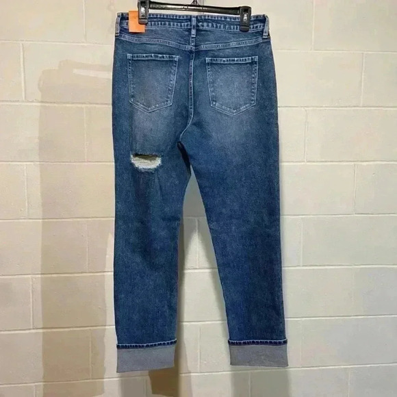 Nature Denim Women's Mom Jeans Stone Washed‎ Distressed High Rise Cuffed Stretch - Picture 2 of 9